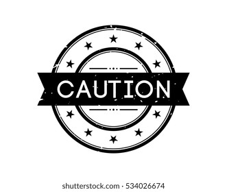 caution black stamp sign label