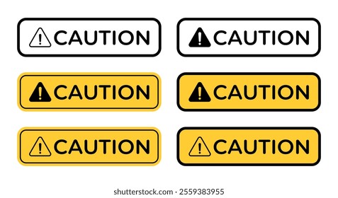 Caution board, hazard warning sign icon set collection in flat design