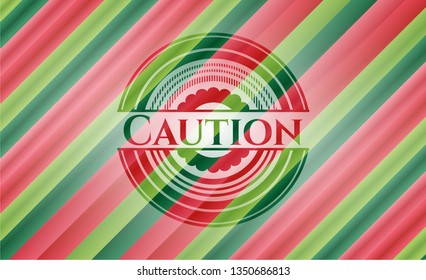 Caution christmas badge.