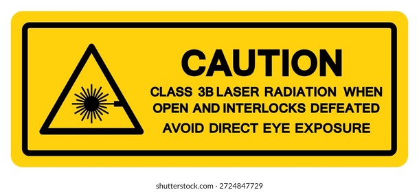 Vorsicht Klasse 3B Laserstrahlung Symbol Zeichen, Vektorgrafik, isolieren auf weißem Hintergrund Etikett. EPS10