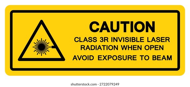 Señal invisible del símbolo de la radiación del laser de la clase 3R, Ilustración vectorial, aislado en la etiqueta blanca del fondo. EPS10