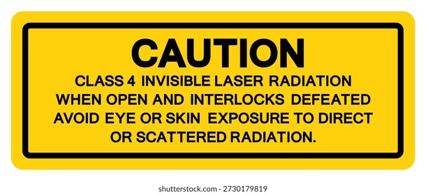 Cuidado Classe 4 Invisible Laser Radiation Symbol Sign, Ilustração vetorial, Isolar na etiqueta de fundo branco. EPS10
