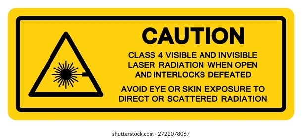Cuidado Classe 4 Símbolo De Radiação Laser Visível E Invisível, Ilustração De Vetor, Isolar No Rótulo Branco De Fundo. EPS10