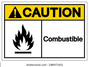 Caution Combustible Symbol Sign, Vector Illustration, Isolate On White Background Label. EPS10 