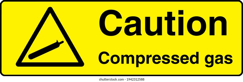 Tarjeta de señalización amarilla de gas comprimido con precaución