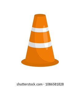 Caution cone icon. Flat illustration of caution cone vector icon for web