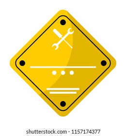 caution construction service emblem notice