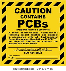 Caution Contains PCBs Label Safety Sign