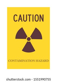 Caution contamination hazard warning sign vector. Yellow, brown color.