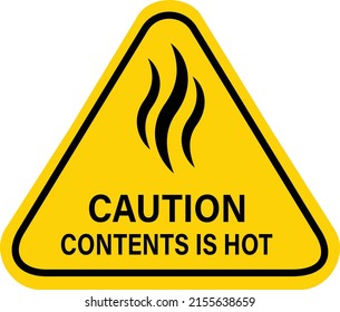 caution contents is hot on white background. content is hot warning label sign. flat style.