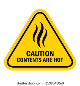 Caution contents are hot vector sign isolated on white background