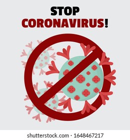 Caution coronavirus. Stop coronavirus. Coronavirus outbreak. Coronavirus danger and public health risk disease and flu outbreak. Pandemic medical concept with dangerous cells.Covid-19, 2019-nCoV.