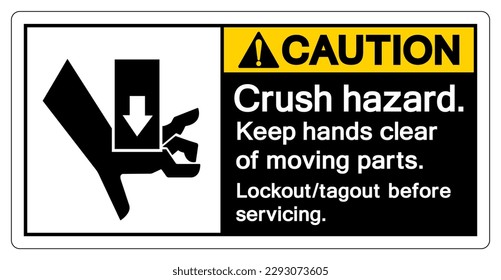 Caution Crush Hazard Keep Hand Clear of Moving Parts Symbol Sign, Vector Illustration, Isolate On White Background Label .EPS10