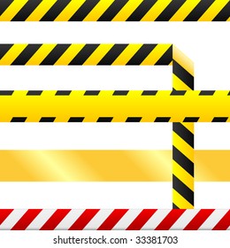 Caution or cuidado warning tape.  Tape is blank so custom text can be inserted.  Tape is seamless, and one version includes a corner so that it may be used as a a border or any other design element.