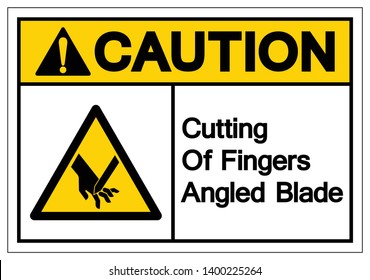 Caution Cutting Of Fingers Angled Blade Symbol Sign, Vector Illustration, Isolate On White Background Label .EPS10  