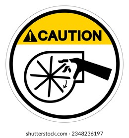 Precaución de corte de dedos o símbolo de hoja giratoria manual, ilustración vectorial, aislamiento en la etiqueta de fondo blanco .EPS10