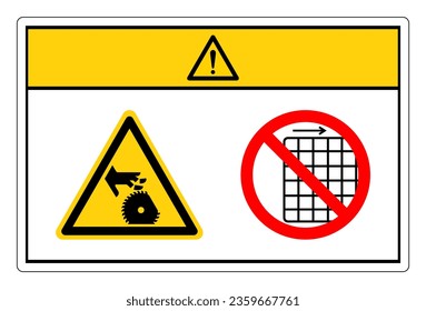 Caution Cutting Of Fingers Or Hand Rotating Blade Do Not Remove Guard Symbol Sign, Vector Illustration, Isolate On White Background Label .EPS10