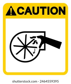 Caution Cutting of Fingers or Hand Rotating Blade Symbol Sign, Vector Illustration, Isolate On White Background Label .EPS10