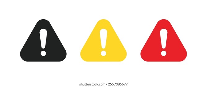 Caution, danger, alert, warning, hazard 
stop sign icon. Exclamation marks. General Warning Attention Sign Alert to Various Safety Hazards.