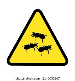 Advertencia de peligro de hormigas de peligro Zona Signo de advertencia de triángulo amarillo.