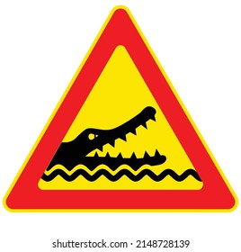 Caution Danger beware crocodiles warning sign symbol vector illustration EPS10