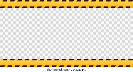 Caution and danger frame in yellow and black color. Police attention line or under construction ribbon, warning border on white background.