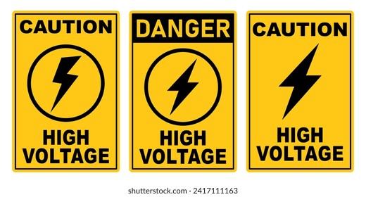 caution danger high electricity voltage signage for electrical yellow printable poster sign template design