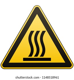 Caution - danger. Hot surface. Warning sign. Yellow triangle with a black image. White background. Vector illustration.