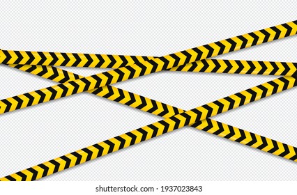 Caution and danger line. Black and yellow warning, police tapes, attention, sign line.