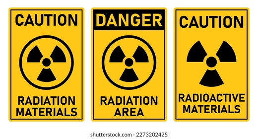 caution danger radioactive radiation material signage yellow printable sign template design