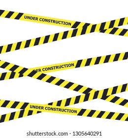 Caution and danger ribbon over white background. Warning tape banner