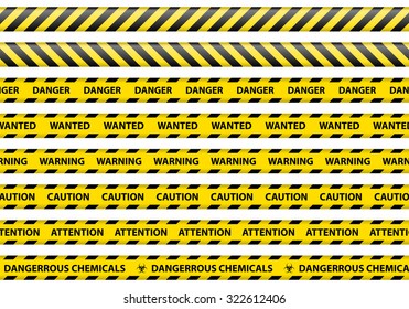 Caution and danger ribbon sign white background vector illustration
