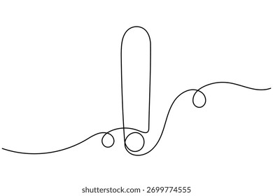 Caution danger sign continuous one line drawing on white background minimalist warning and risk icon outline vector illustration