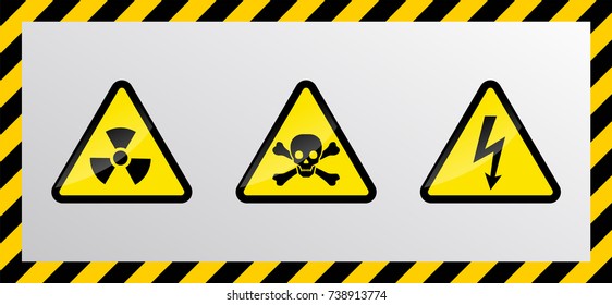 caution danger sign. Hazard warning signs
