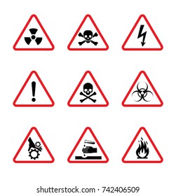 caution danger sign. Hazard warning signs