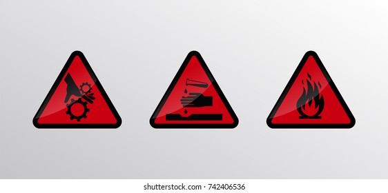 caution danger sign. Hazard warning signs