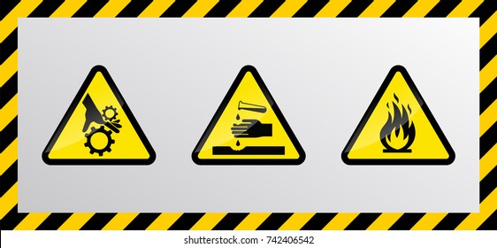caution danger sign. Hazard warning signs