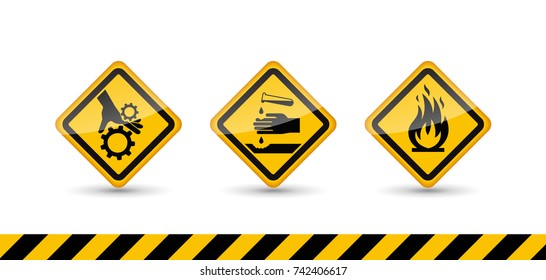 caution danger sign. Hazard warning signs