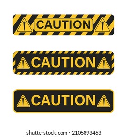 Juego de signos de peligro de precaución con color amarillo y negro. Señal de advertencia para la policía, accidente, en construcción, sitio web. Colección de signos de peligro de vector. Grupo de signos de precaución de cintas de advertencia amarillas.