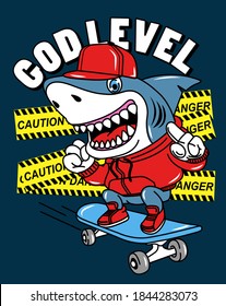 CAUTION DANGER, SKATE SHARK AT FULL SPEED