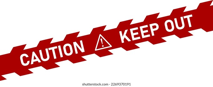 Caution Danger Stop Keep Out Crime Scene Red White Stripe Tape Stripe Warning or Restriction Sign Icon Symbol. Vector Image.