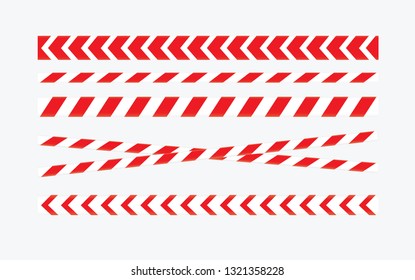 Caution and danger tapes. Warning tape. Red and white line striped. Vector illustration
