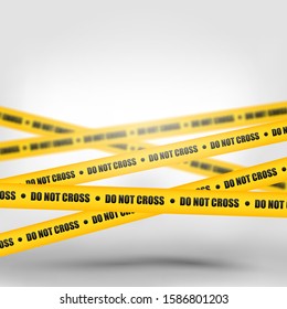 Caution and danger tapes. Warning tape. Yellow line striped. Vector illustration