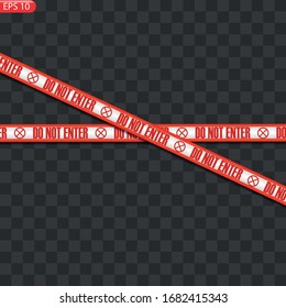 Caution and danger tapes. Warning tape. Black and yellow line striped. Vector illustration