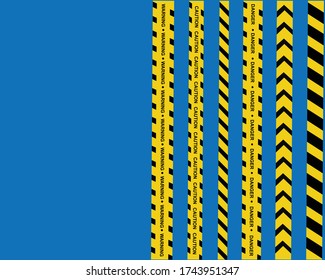 Caution and danger tapes. Warning tape. Black and yellow line striped. Vector illustration