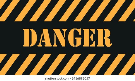 Caution and danger tapes. Warning tape. Black, red and yellow striped. Vector illustration