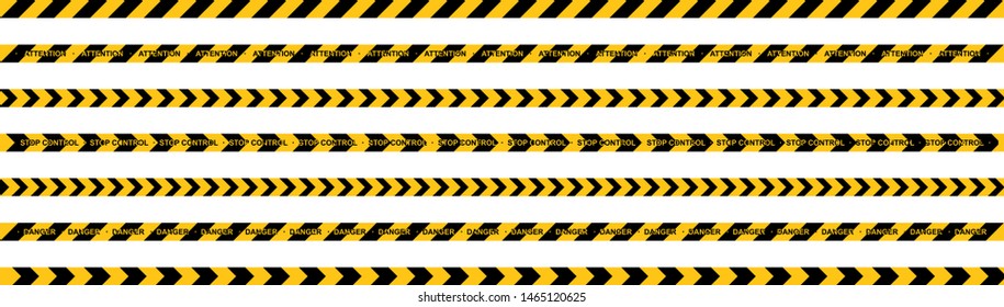 Caution, danger, warning, attention, police tapes, sign, line. Black and yellow line striped.