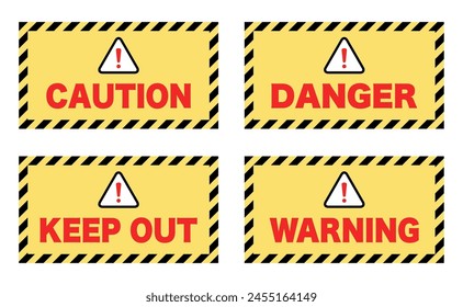 CAUTION, DANGER, WARNING, KEEO OUT: A warning sign.