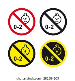 Caution danger warning toy sign kids 0-2 vector set