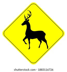 caution deer sign, vector illustration